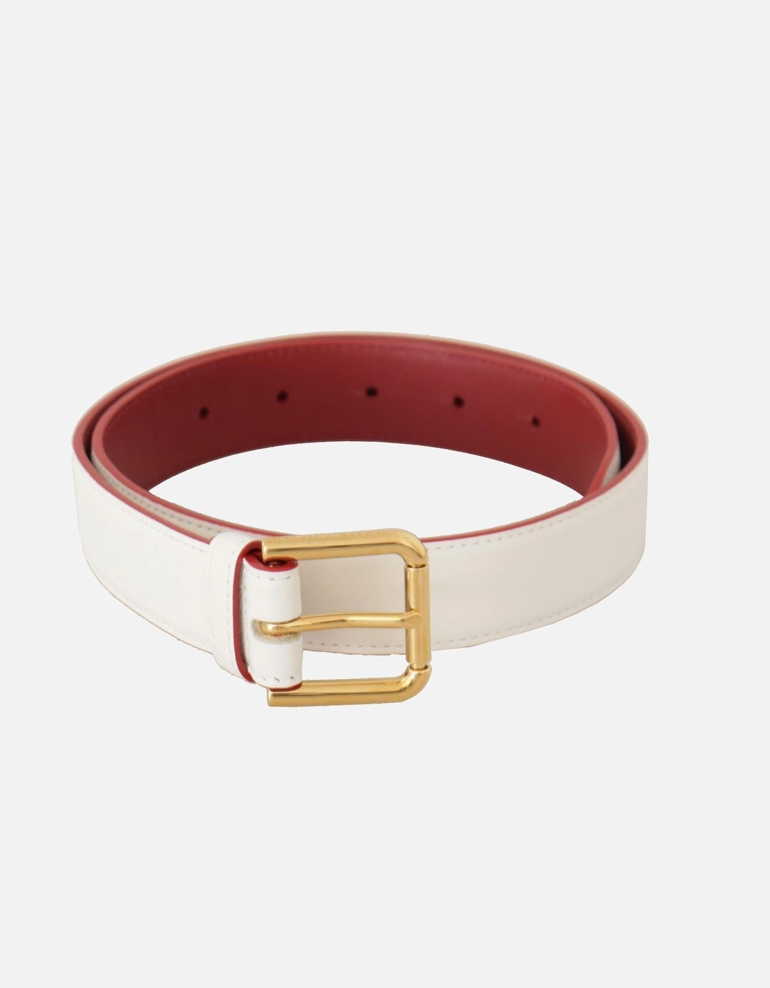 Leather Belt Gold Buckle Women - White, 5 of 4