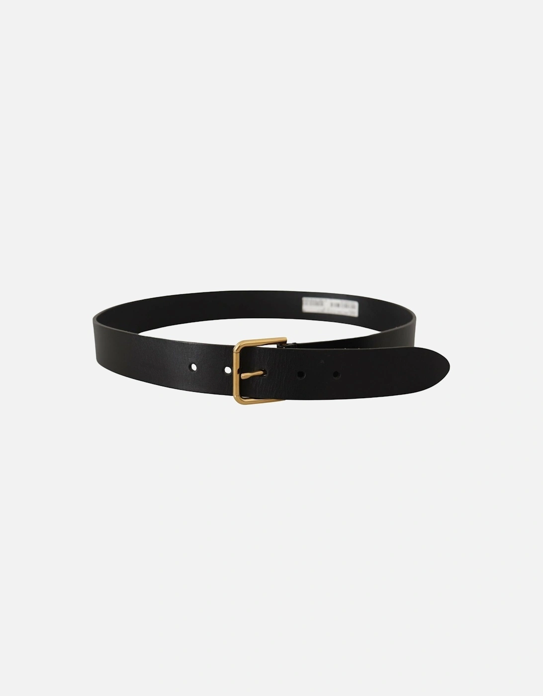 Leather Belt Black Gold Buckle Women