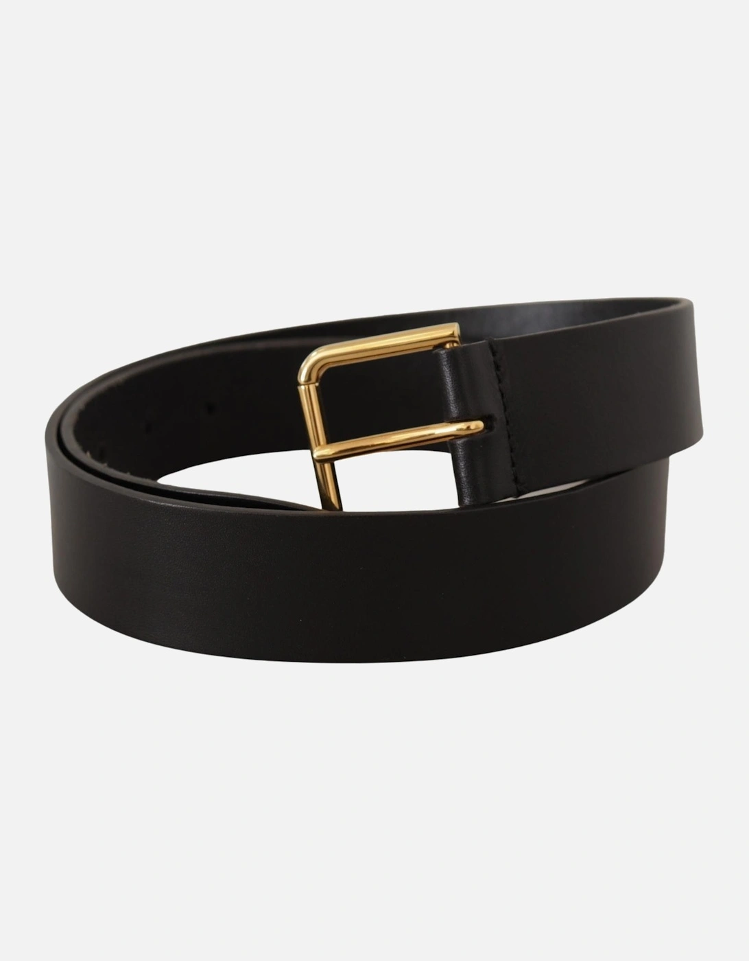 Leather Belt Black Gold Buckle Women