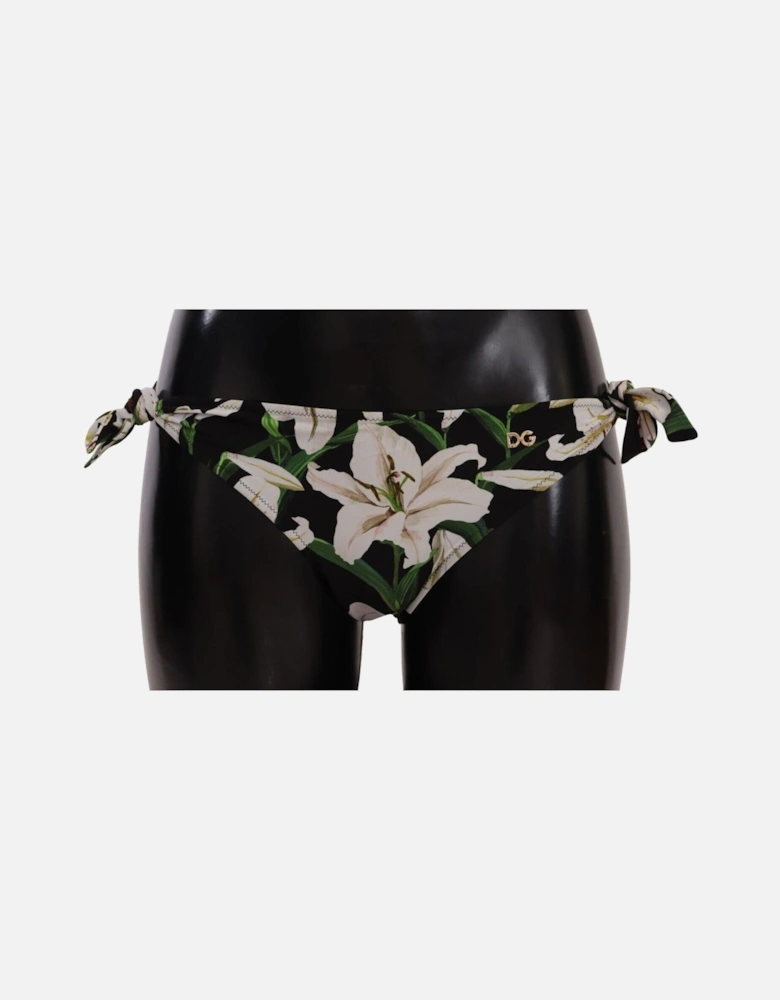 Dolce Gabbana Bikini Bottoms Lily Print Women - Black Swimwear