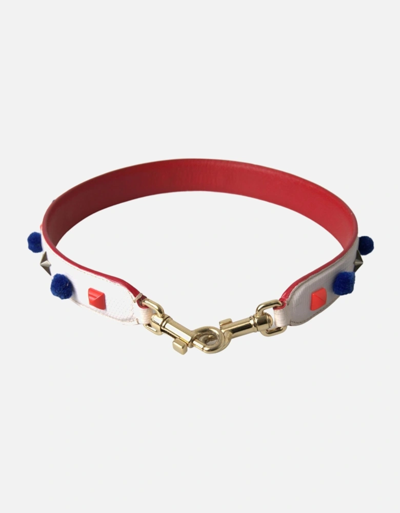 Pom Pom Strap Multicolor Leather Women - White And Red Accessories