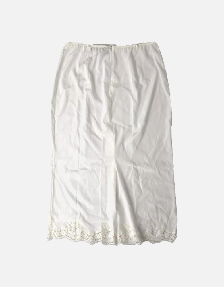 White Half Slip with Back Zipper Closure and Logo Details Women