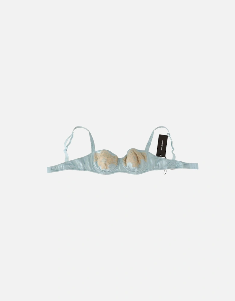 Lace Trim Underwire Bra Light Blue Women Underwear