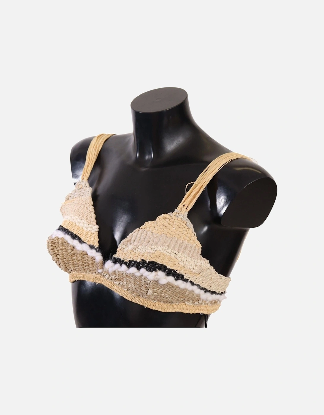 Woven Raffia Knit Top Sleeveless Women - Beige T-Shirts