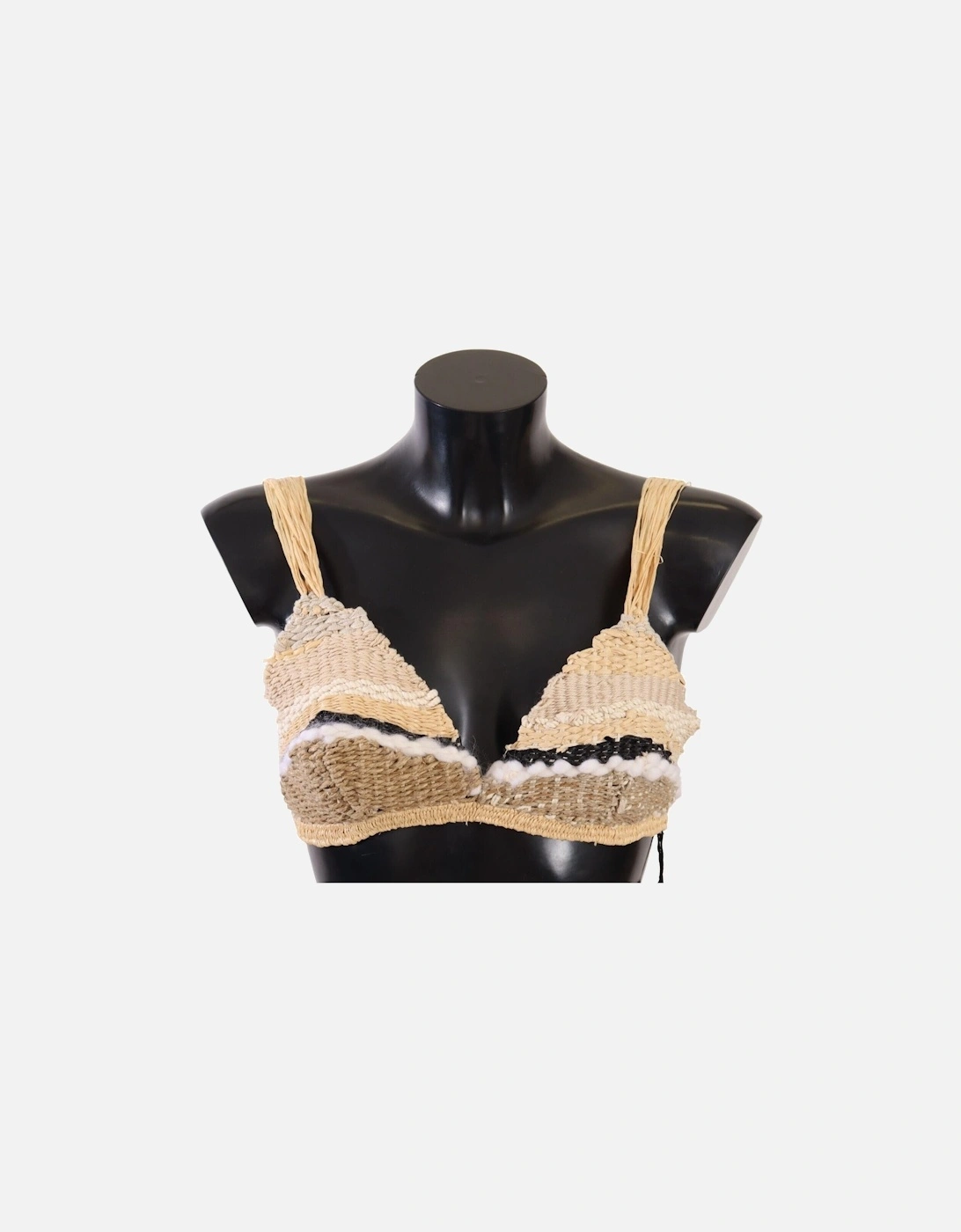 Woven Raffia Knit Top Sleeveless Women - Beige T-Shirts, 5 of 4