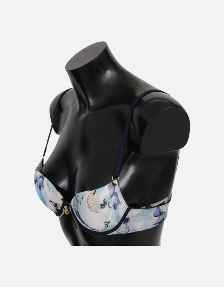 Printed Push Up Bra with Logo Details Women - Blue Underwear