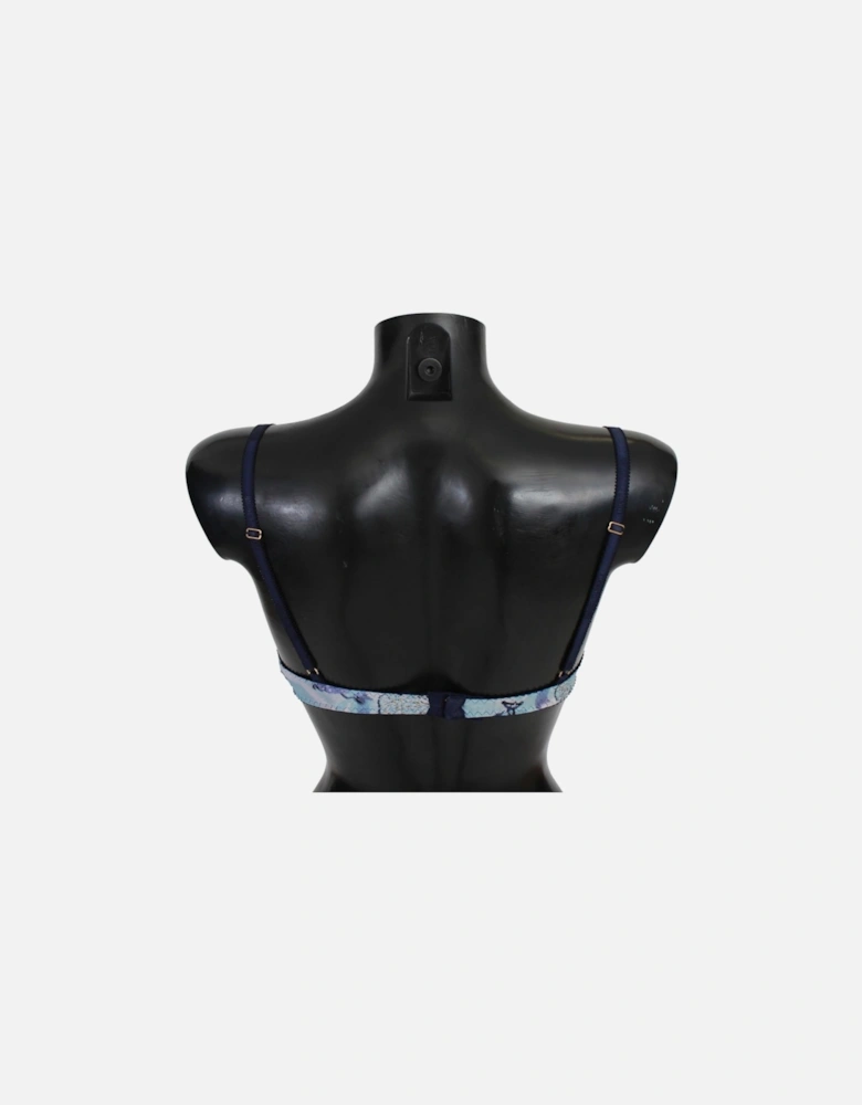 Printed Push Up Bra with Logo Details Women - Blue Underwear
