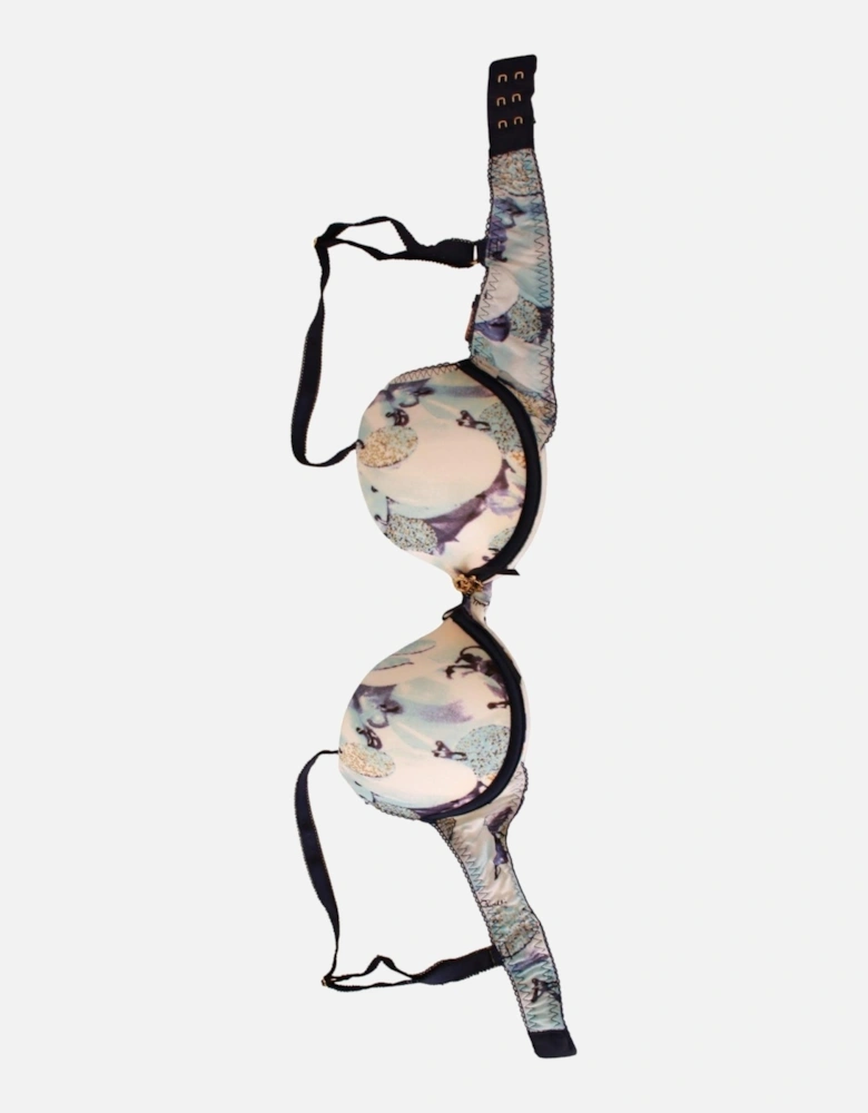 Printed Push Up Bra with Logo Details Women - Blue Underwear