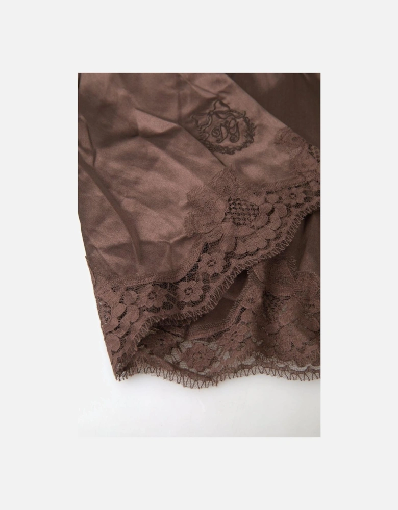 Silk Blend Camisole with Logo Details Women - Brown Underwear