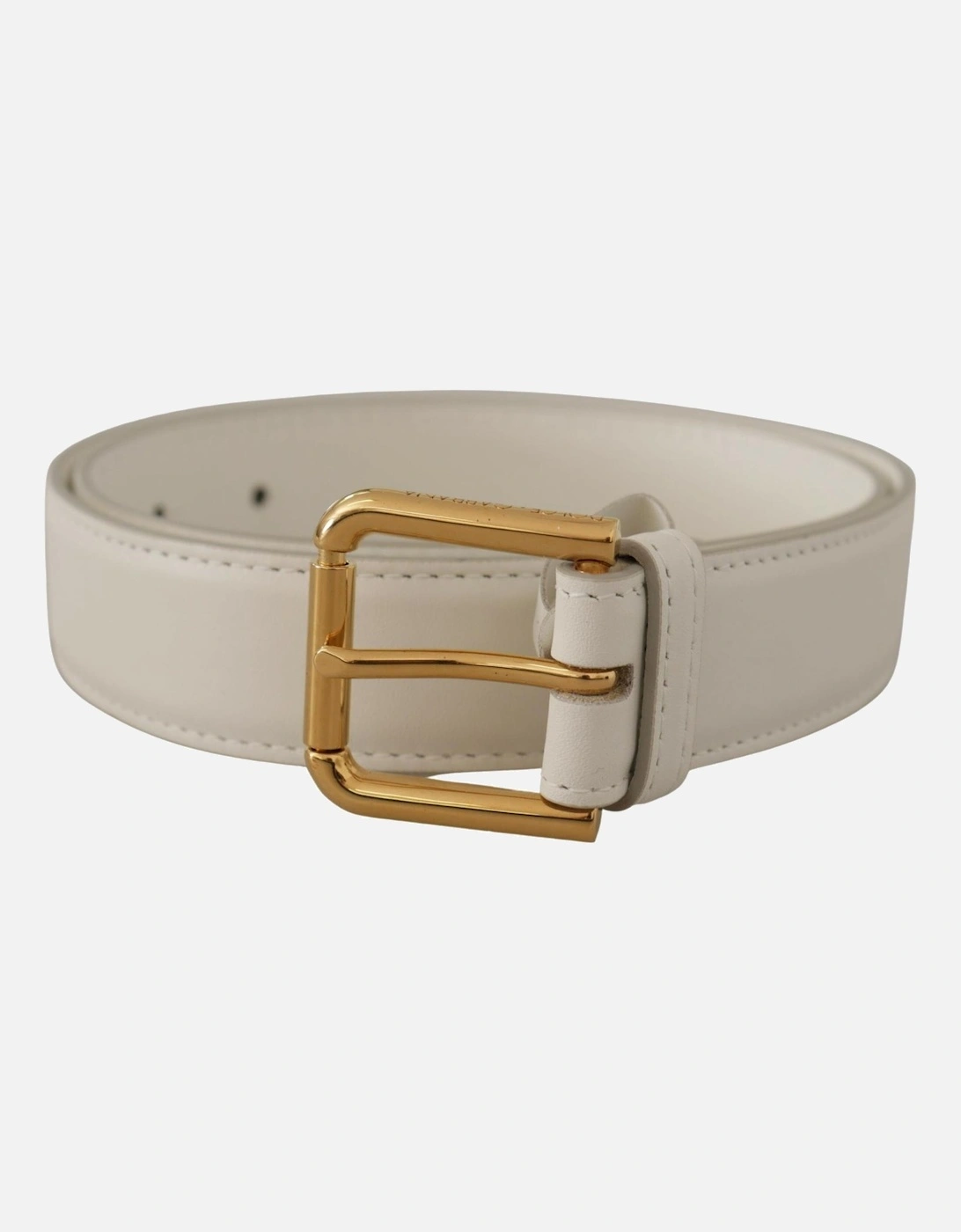 Leather Belt Gold Buckle Model Women - White, 6 of 5