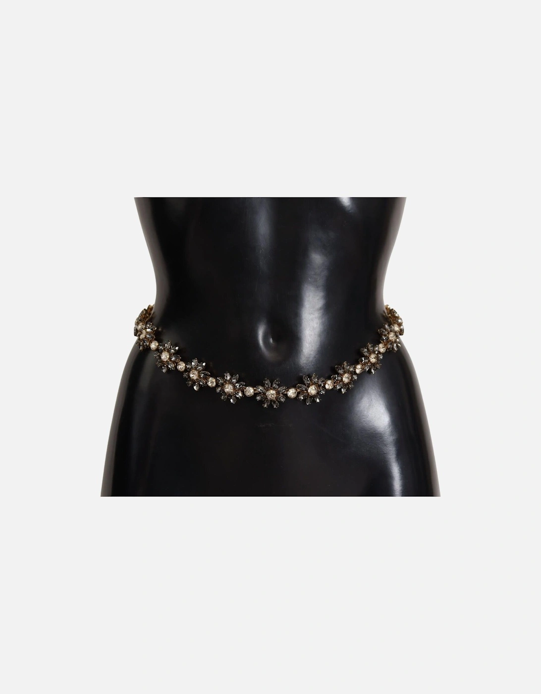 Rhinestone Flower Waist Belt Women - Black, 7 of 6