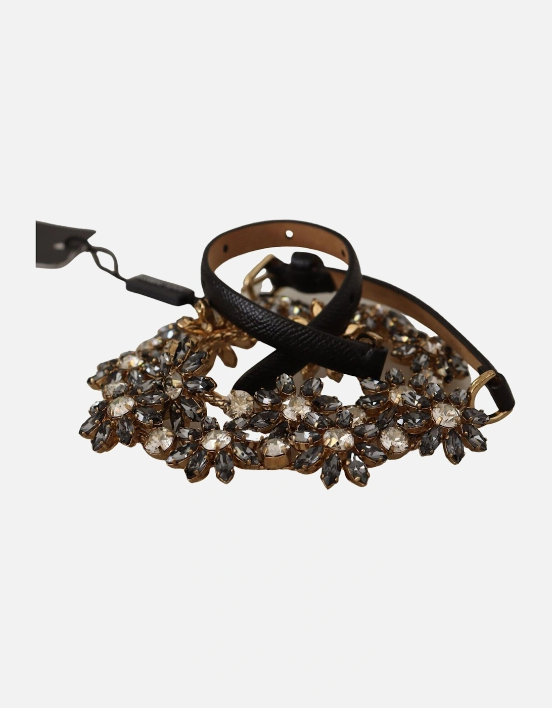 Rhinestone Flower Waist Belt Women - Black