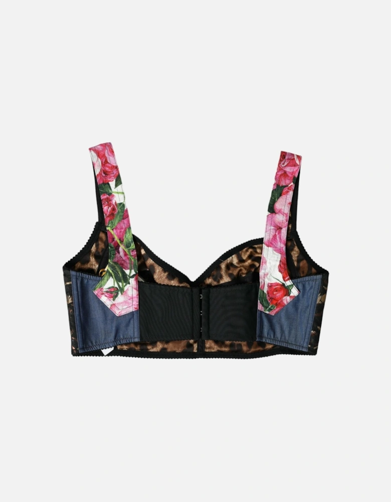 Floral Patchwork Bustier Crop Top Women - Multicolor T-Shirts