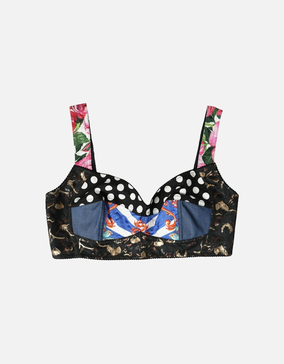 Floral Patchwork Bustier Crop Top Women - Multicolor T-Shirts, 5 of 4