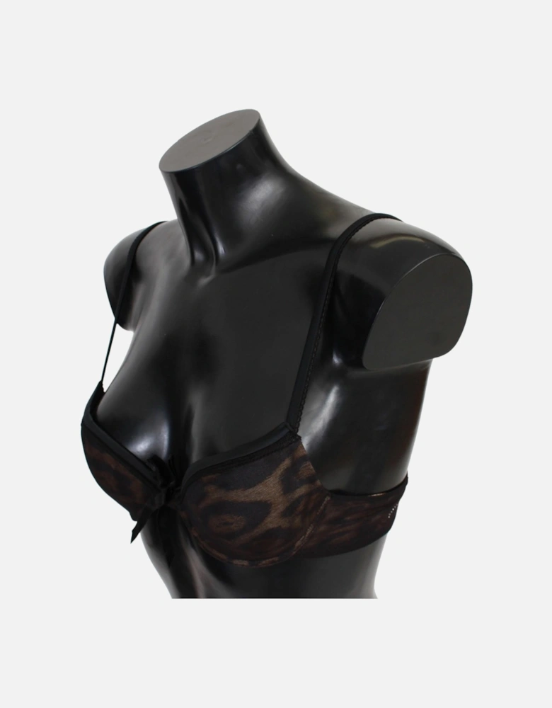 Leopard Print Push Up Bra with Logo Details Women - Black Underwear