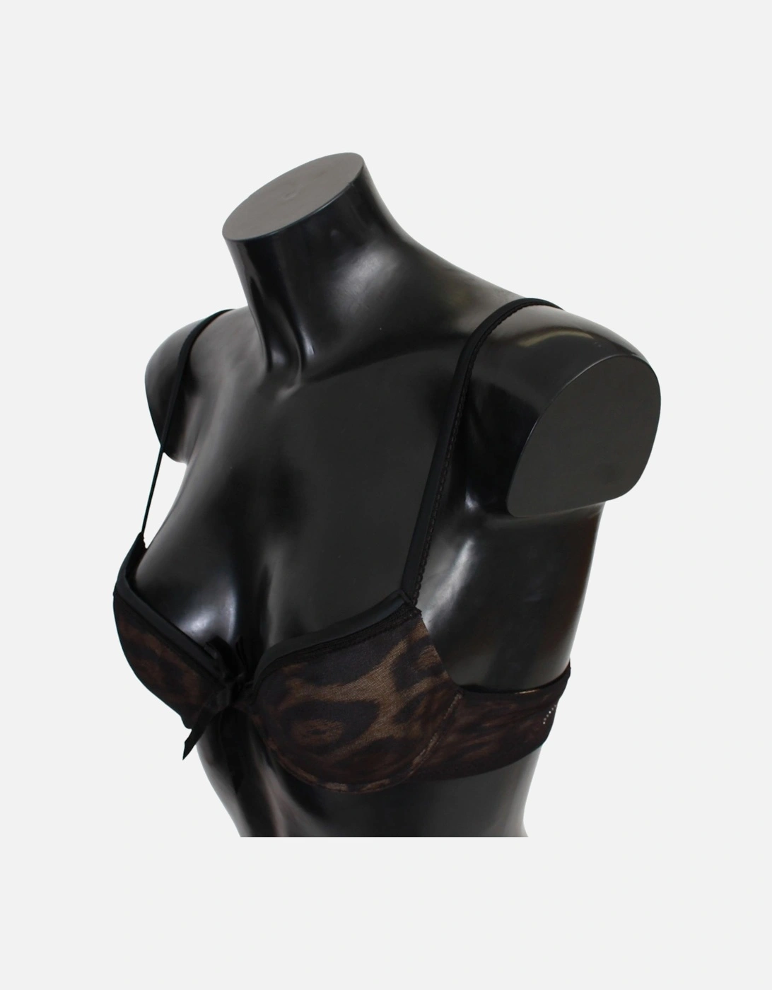 Leopard Print Push Up Bra with Logo Details Women - Black Underwear