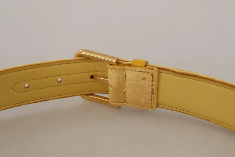 Velvet Belt Gold Buckle Model Women - Yellow