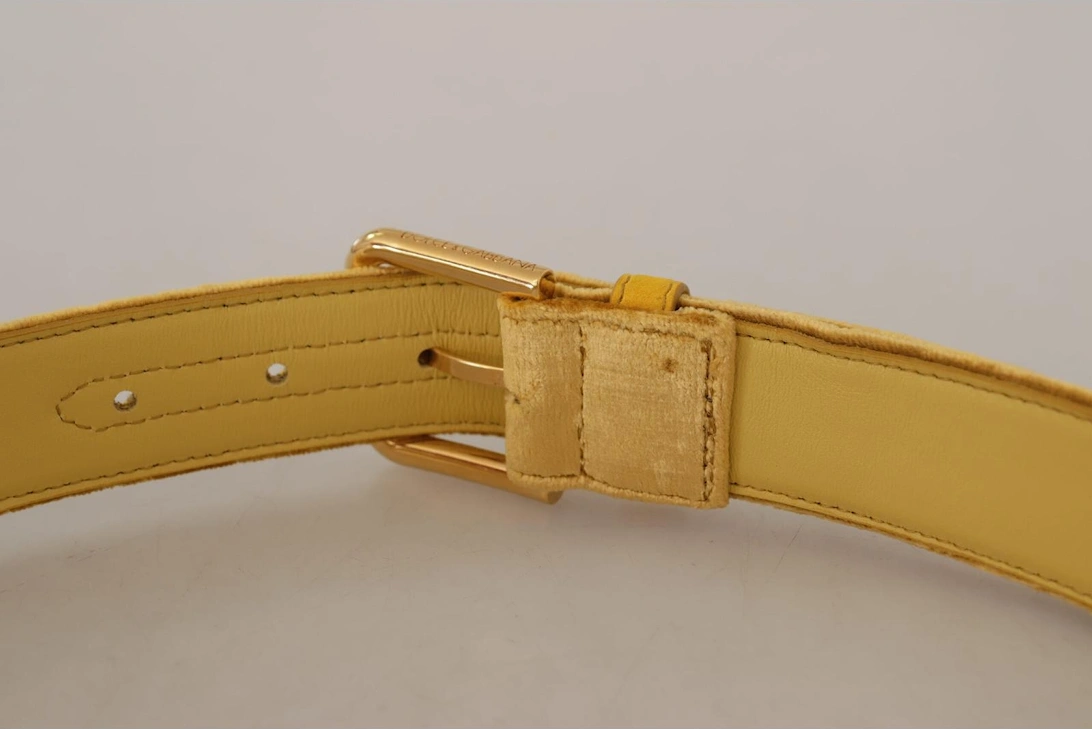 Velvet Belt Gold Buckle Model Women - Yellow