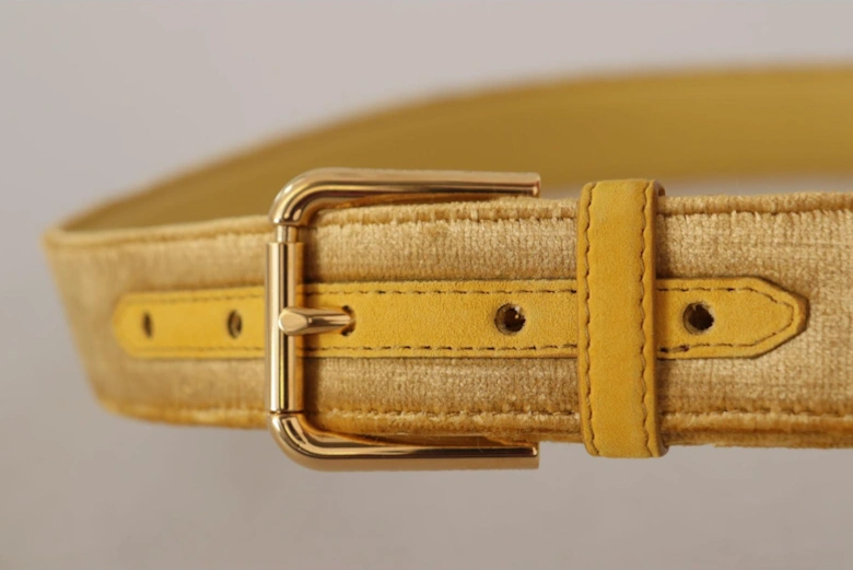 Velvet Belt Gold Buckle Model Women - Yellow