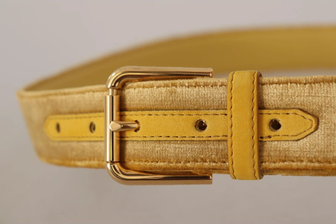 Velvet Belt Gold Buckle Model Women - Yellow