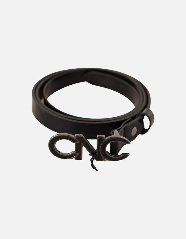 CNC Logo Leather Belt Women - Black
