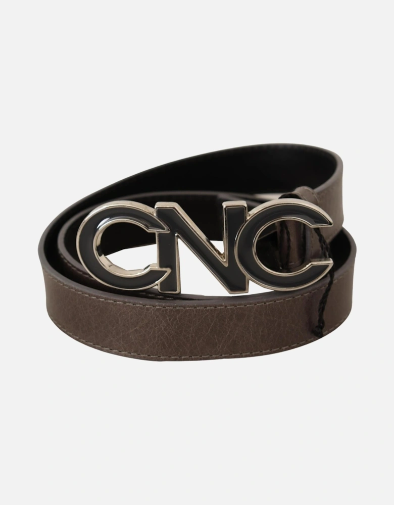 CNC Logo Buckle Belt Leather Belt Women - Brown