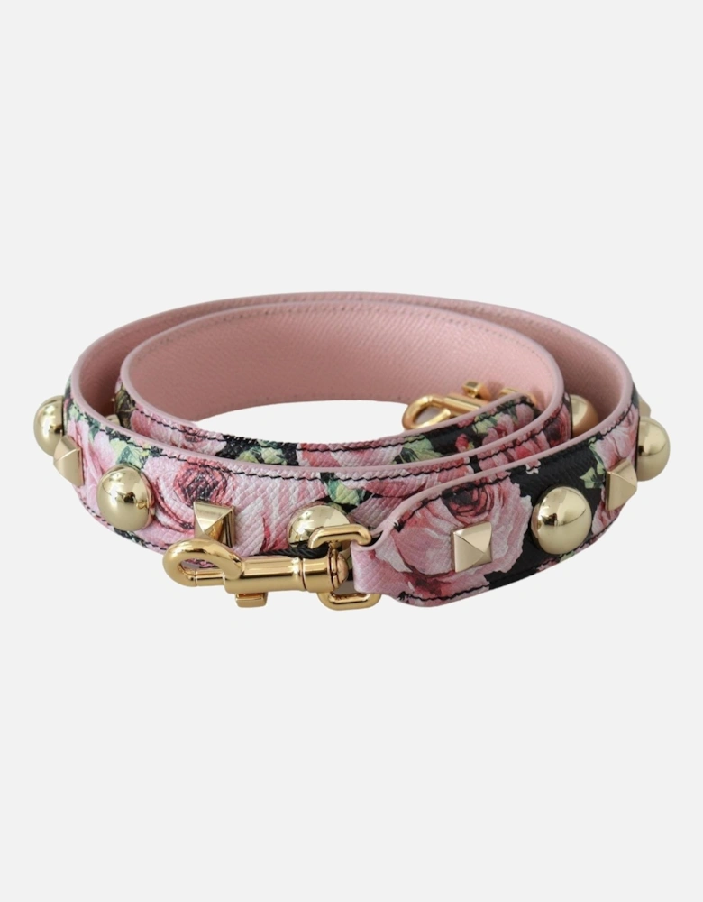 Floral Leather Bag Strap with Studs Women - Pink Belts
