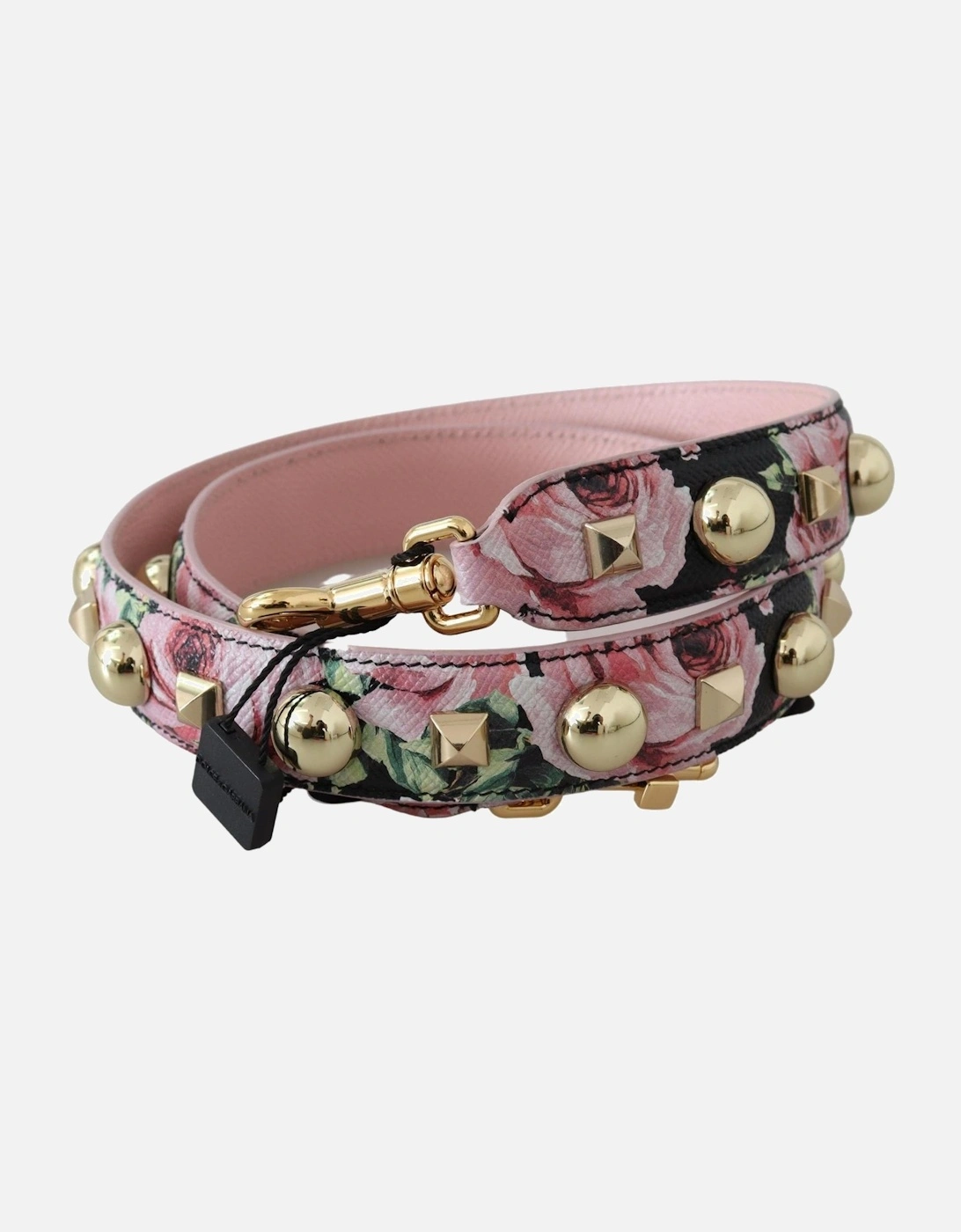 Floral Leather Bag Strap with Studs Women - Pink Belts