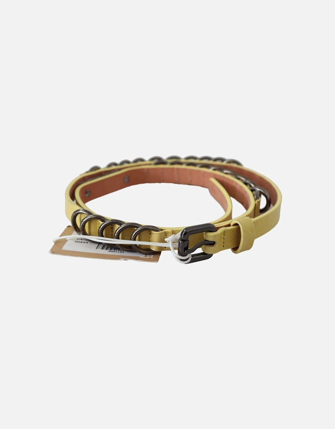 Leather Belt Metal Rings Women - Yellow, 4 of 3