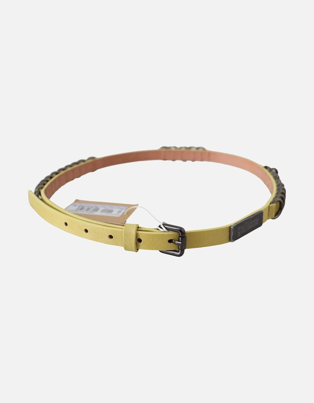 Leather Belt Metal Rings Women - Yellow