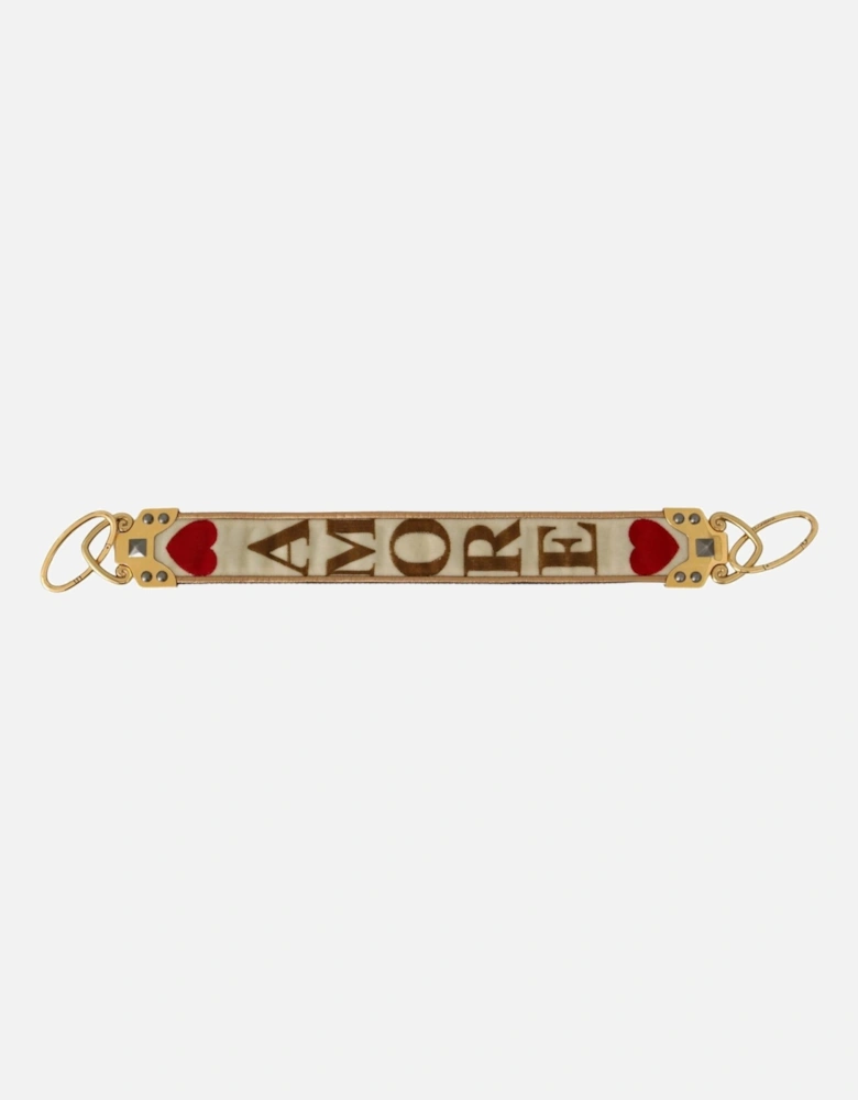 Dolce Gabbana Bag Charm Heart Geo Velvet Women - Gold Miscellaneous