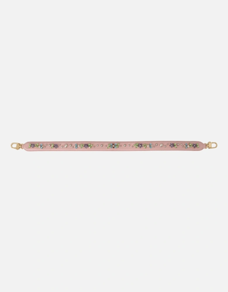 Dolce Gabbana Bag Strap Pink Floral Rhinestone Women Miscellaneous