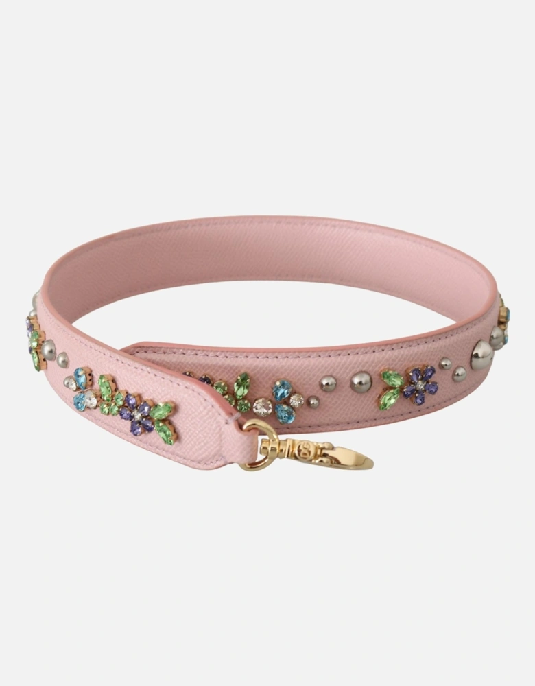 Dolce Gabbana Bag Strap Pink Floral Rhinestone Women Miscellaneous