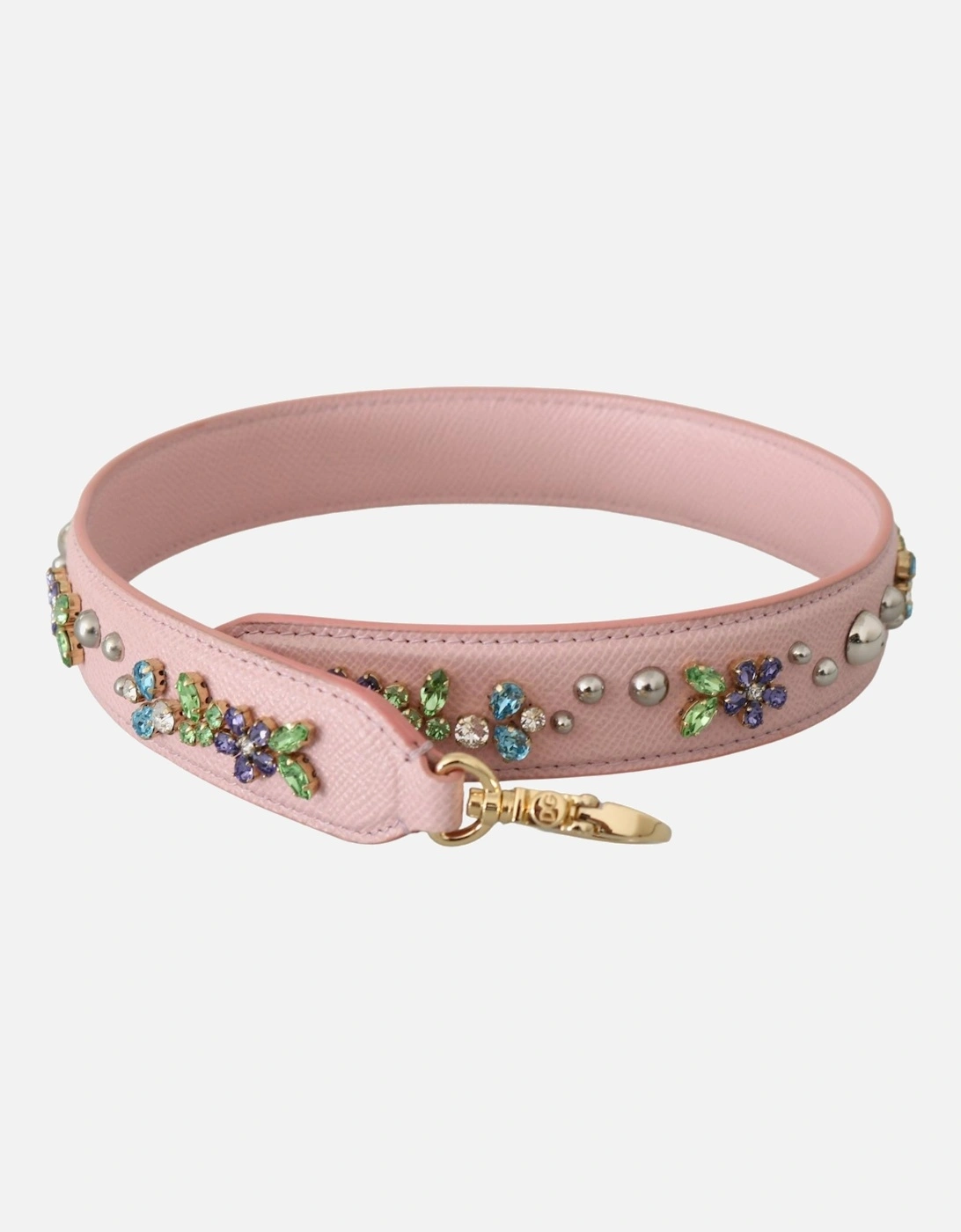 Womens Dolce & Gabbana Floral Embellished Leather Strap - Pink - Size: ONE size