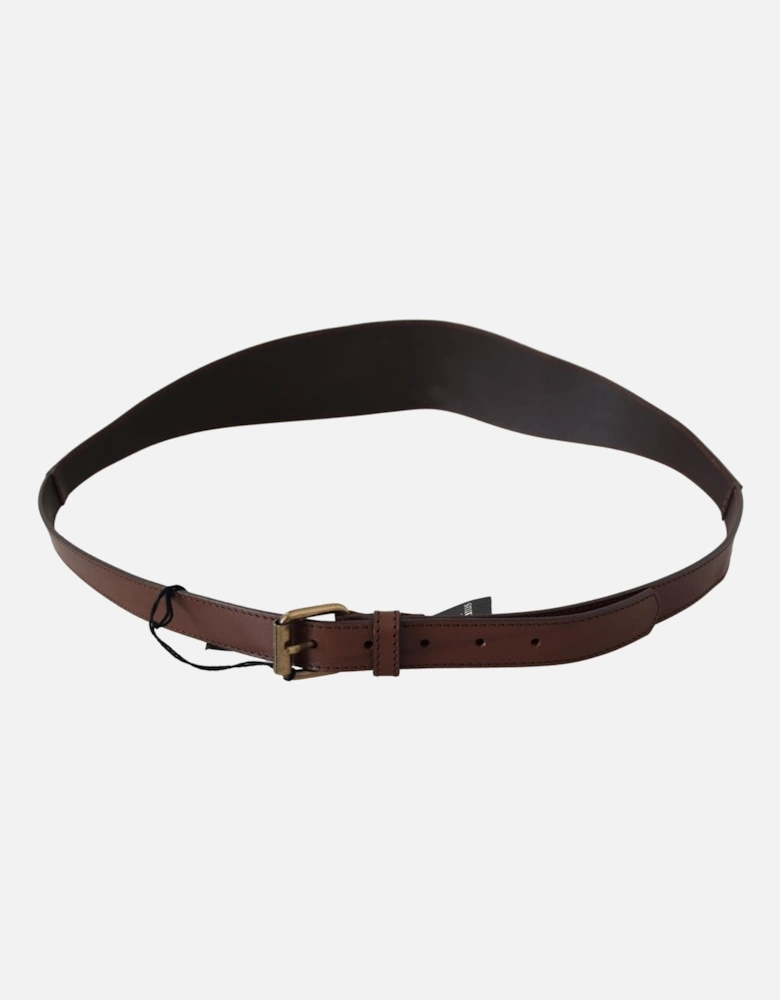 Leather Belt Classic Buckle Women - Brown
