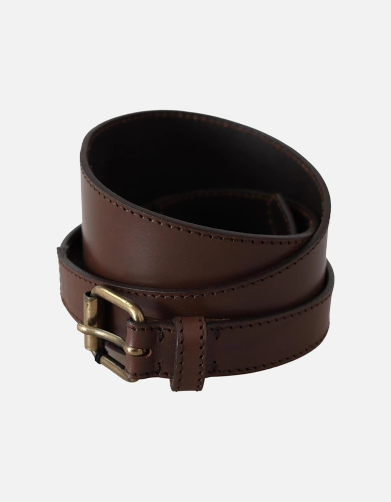 Leather Belt Classic Buckle Women - Brown