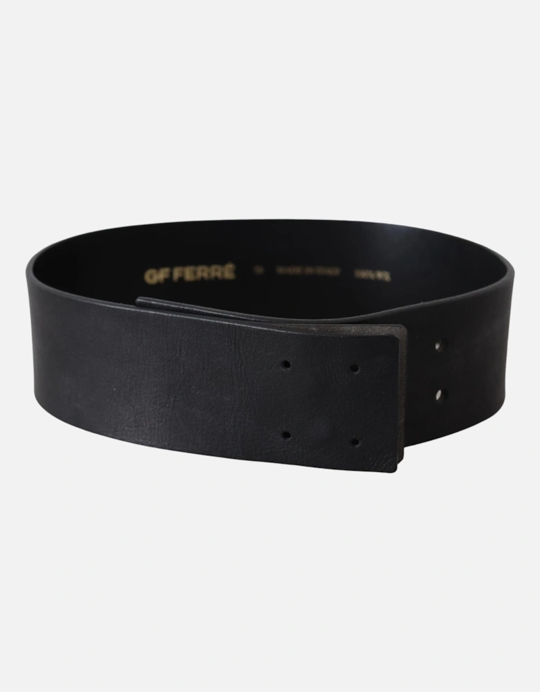 Leather Belt Wide Waist Women - Black
