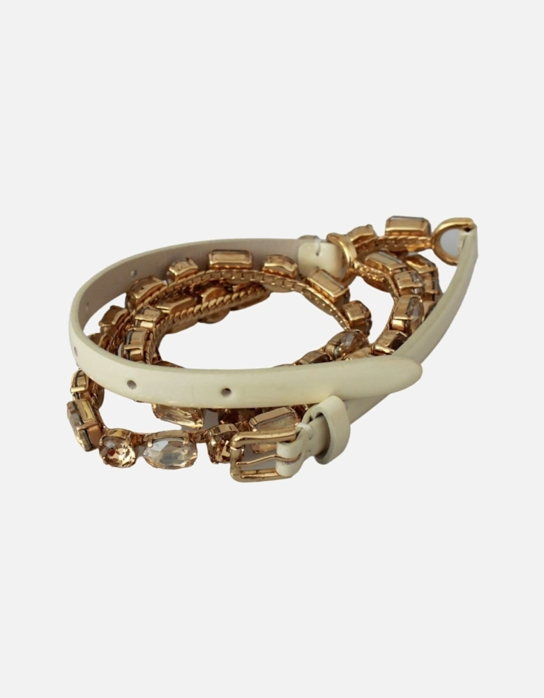 Dolce Gabbana Cream Leather Belt Women - White