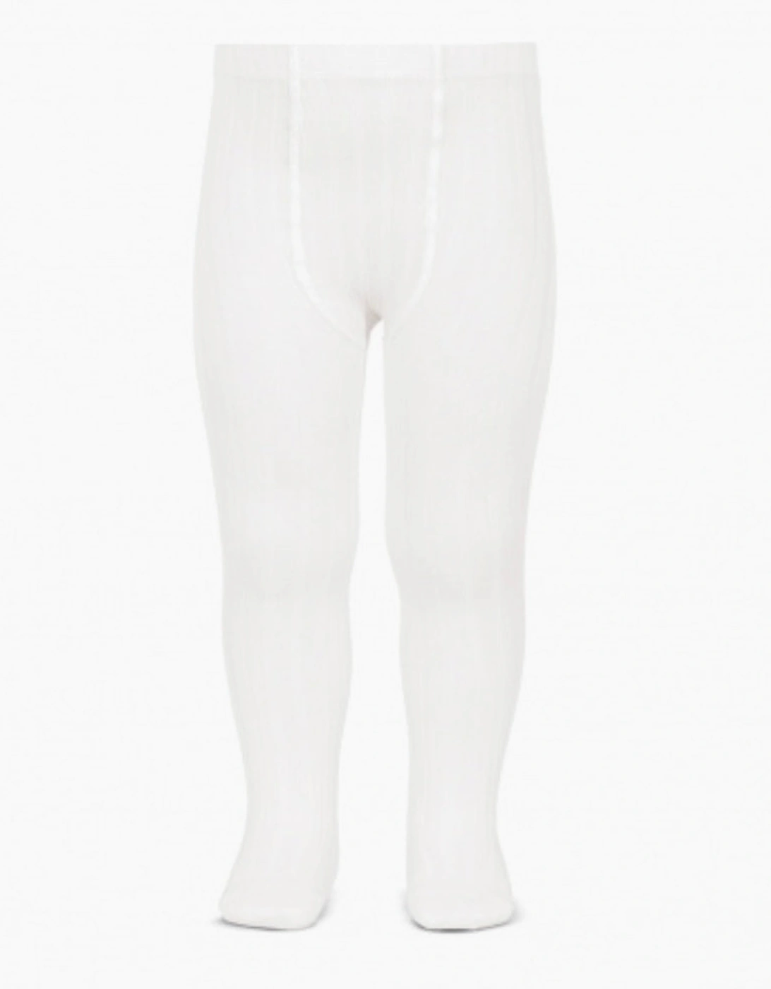 Condor Girl's White Ribbed Tights - Size: 2 / 12-24 months