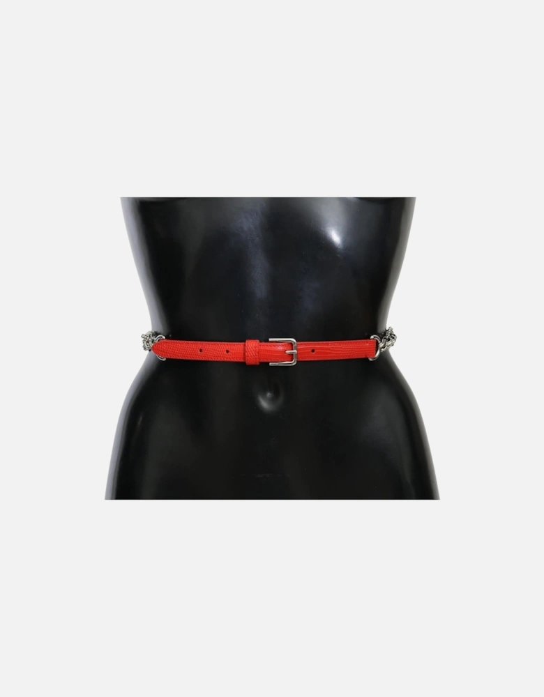 Dolce Gabbana Chain Belt Red Leather Women