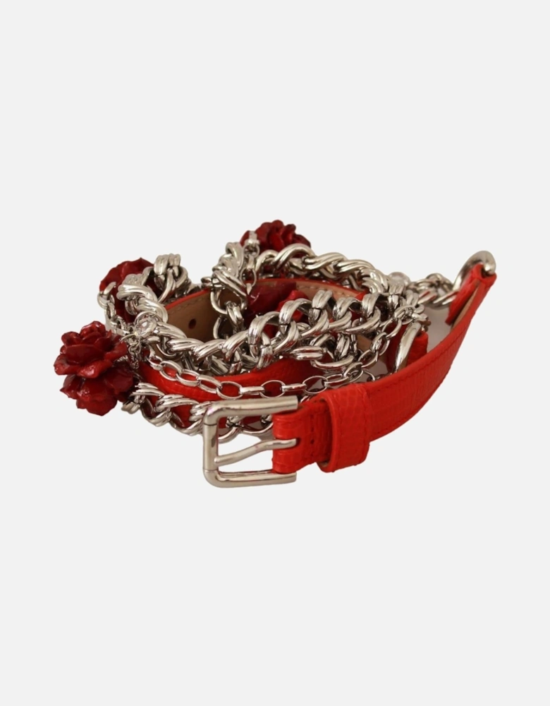 Dolce Gabbana Chain Belt Red Leather Women