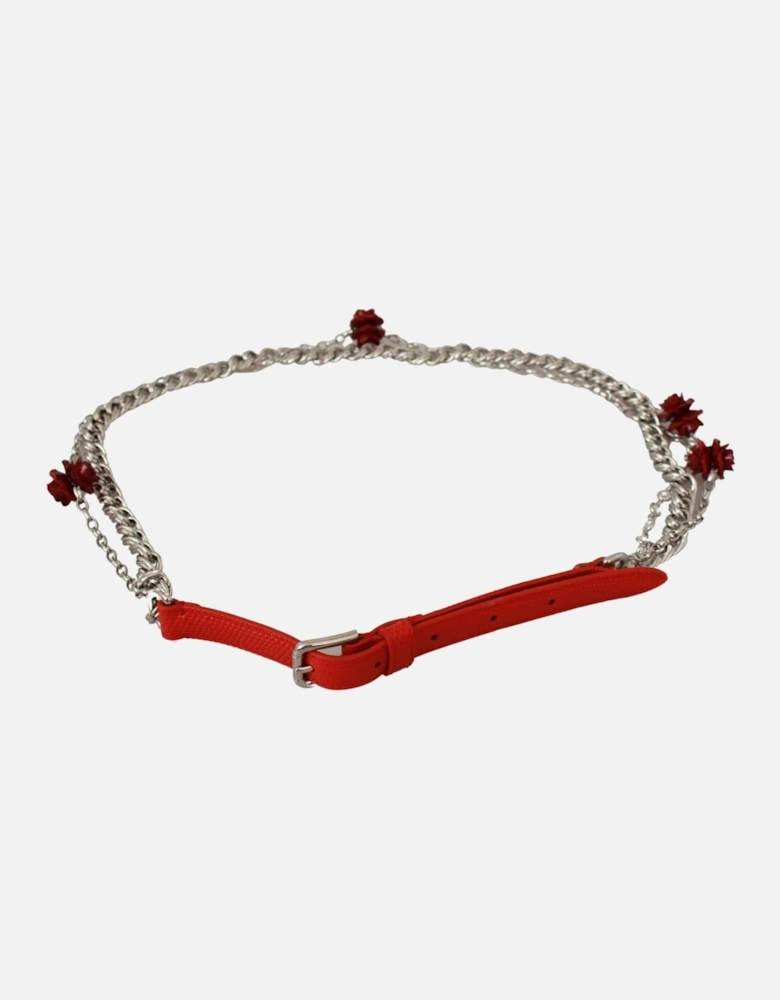 Dolce Gabbana Chain Belt Red Leather Women
