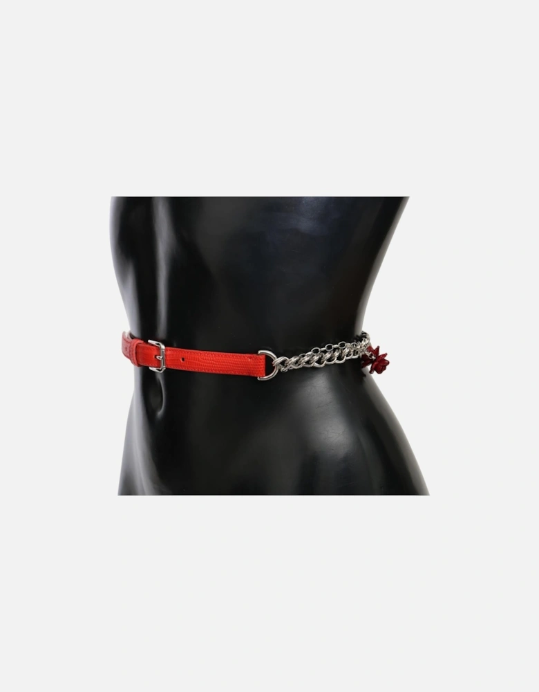 Dolce Gabbana Chain Belt Red Leather Women