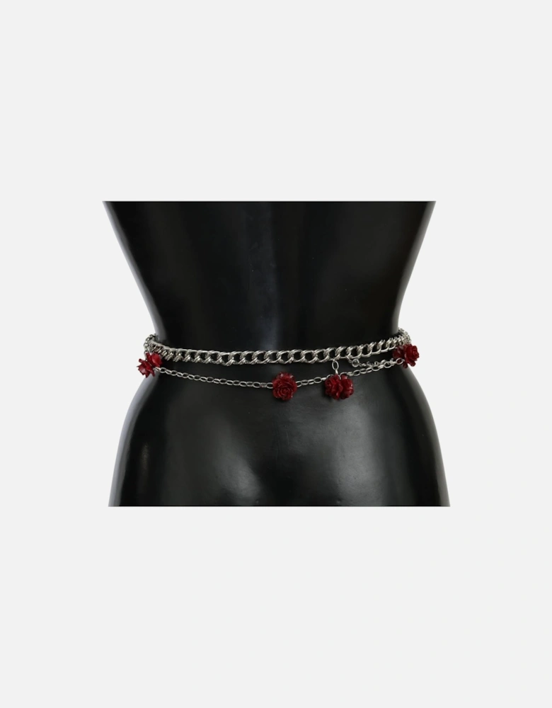 Dolce Gabbana Chain Belt Red Leather Women