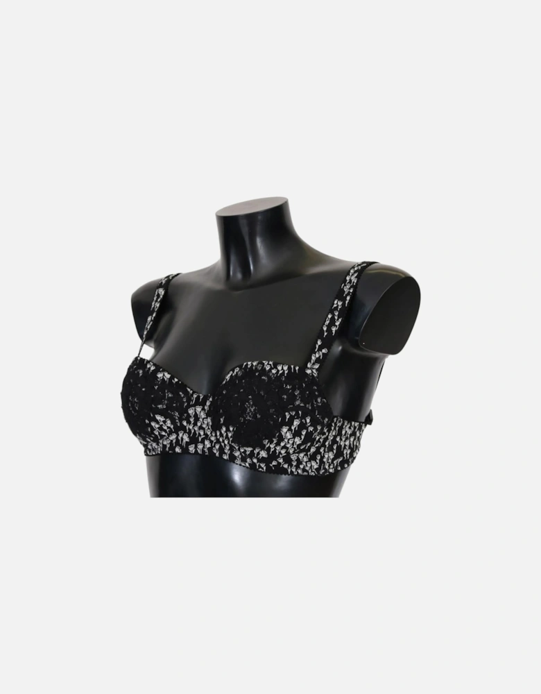 Lace Bra Floral Print BIK075 Women - Black Underwear