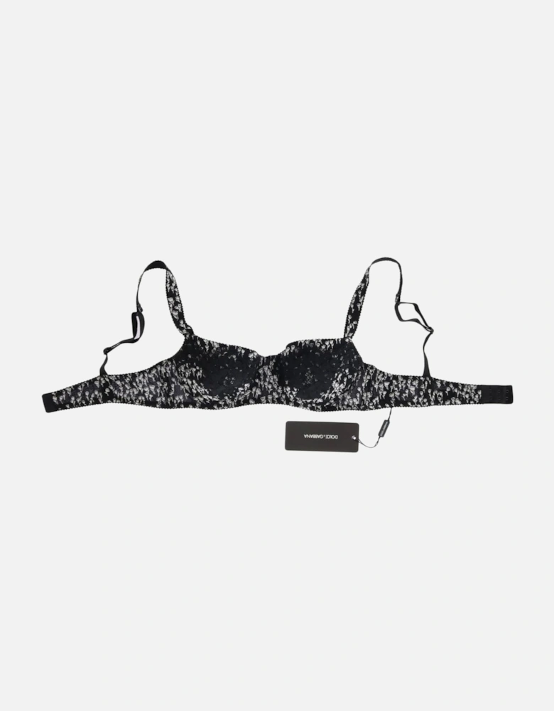 Lace Bra Floral Print BIK075 Women - Black Underwear