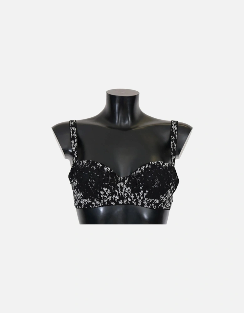 Lace Bra Floral Print BIK075 Women - Black Underwear