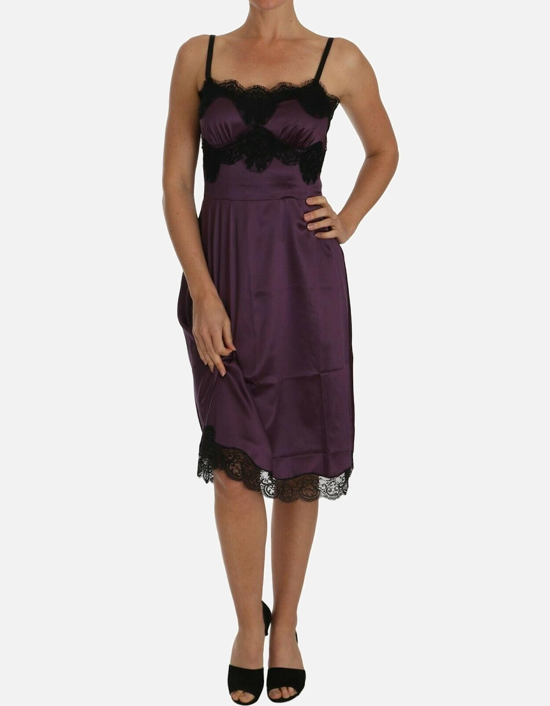 Dolce Gabbana Slip Dress ALine Lace Trim Women - Purple Dresses, 5 of 4