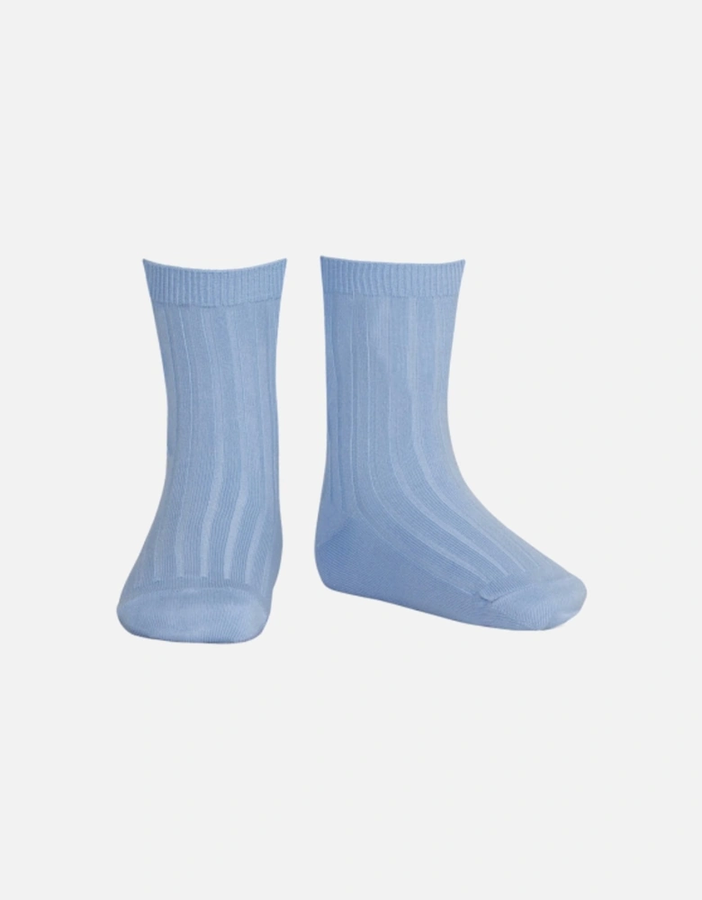 Azul Blue Ribbed Ankle Socks