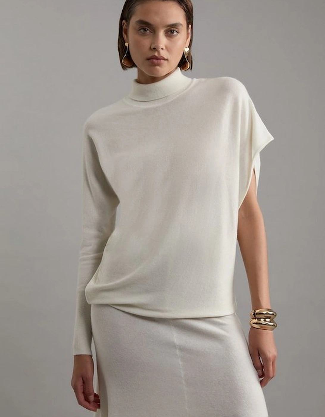 Blend Knit Asymmetric Roll Neck Jumper, 4 of 3